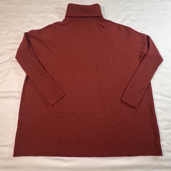 Garnet Hill Oversized Turtleneck Sweater Size S Maroon Goji Berry Wool Cashmere - Picture 12 of 15